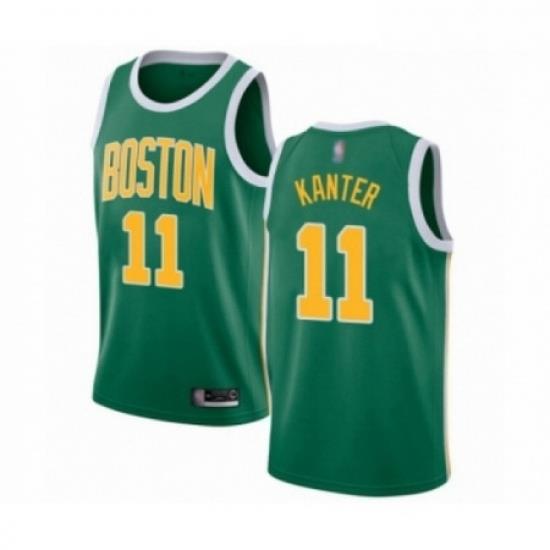 Mens Boston Celtics 11 Enes Kanter Green Swingman Jersey Earned Edition