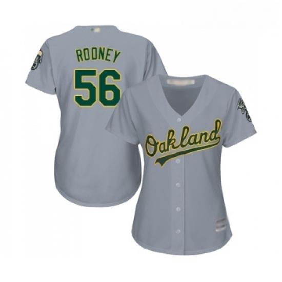 Womens Oakland Athletics 56 Fernando Rodney Replica Grey Road Cool Base Baseball Jersey