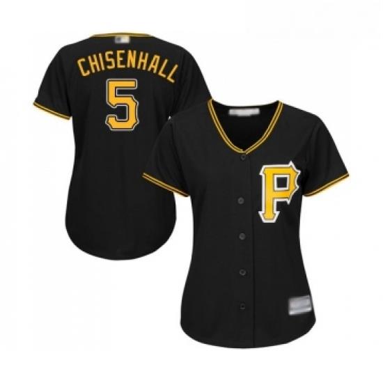 Womens Pittsburgh Pirates 5 Lonnie Chisenhall Replica Black Alternate Cool Base Baseball Jersey