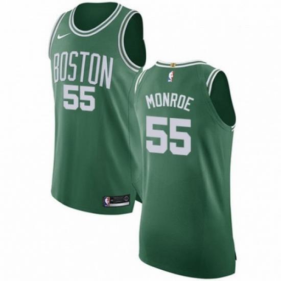 Mens Nike Boston Celtics 55 Greg Monroe Authentic GreenWhite No Road NBA Jersey Icon Edition