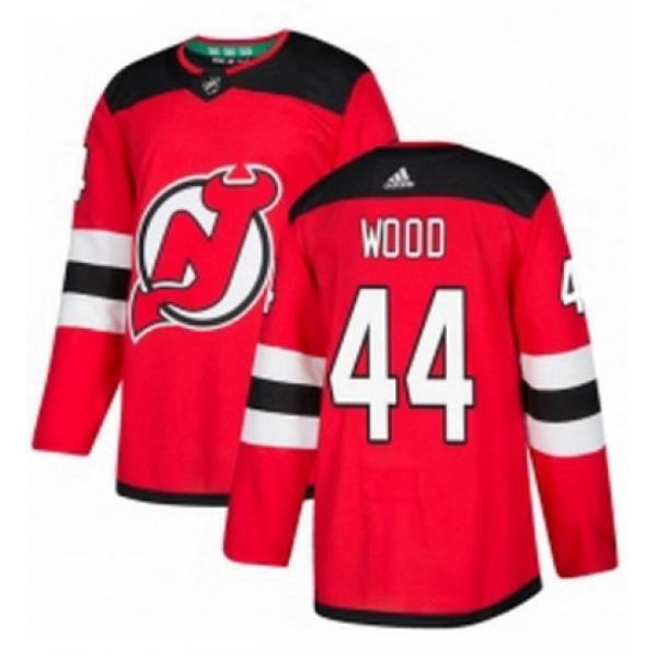 Mens Adidas New Jersey Devils 44 Miles Wood Authentic Red Home NHL Jersey