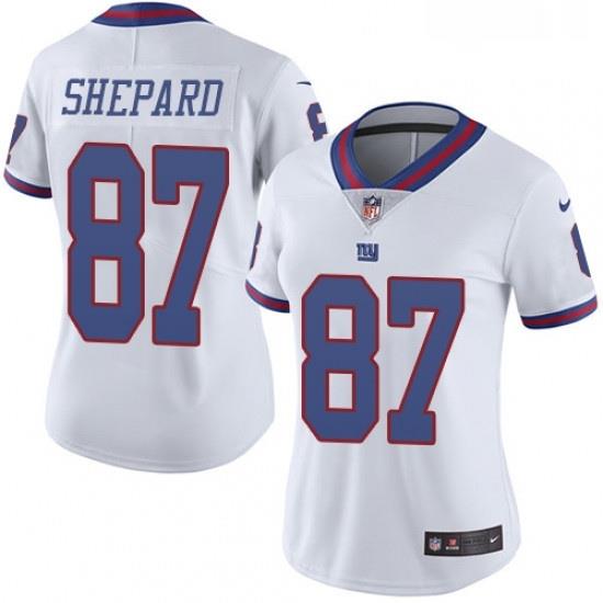 Womens Nike New York Giants 87 Sterling Shepard Limited White Rush Vapor Untouchable NFL Jersey