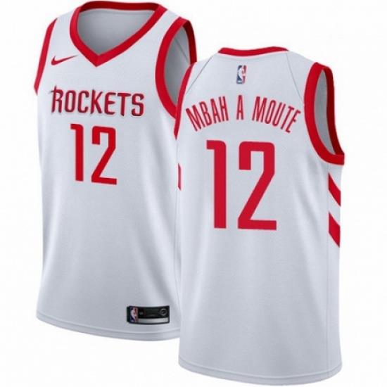 Mens Nike Houston Rockets 12 Luc Mbah a Moute Swingman White Home NBA Jersey Association Edition