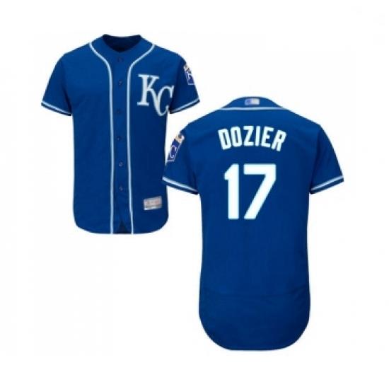 Mens Kansas City Royals 17 Hunter Dozier Royal Blue Alternate Flex Base Authentic Collection Baseball Jersey