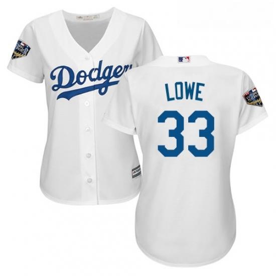 Womens Majestic Los Angeles Dodgers 33 Mark Lowe Authentic White Home Cool Base 2018 World Series MLB Jersey