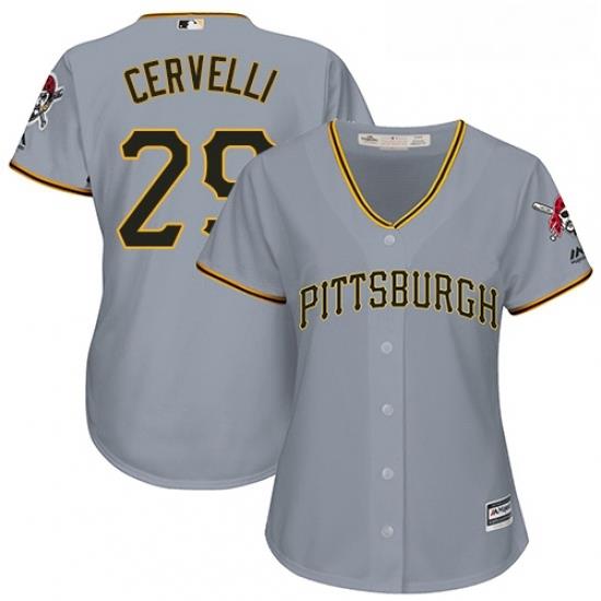 Womens Majestic Pittsburgh Pirates 29 Francisco Cervelli Authentic Grey Road Cool Base MLB Jersey