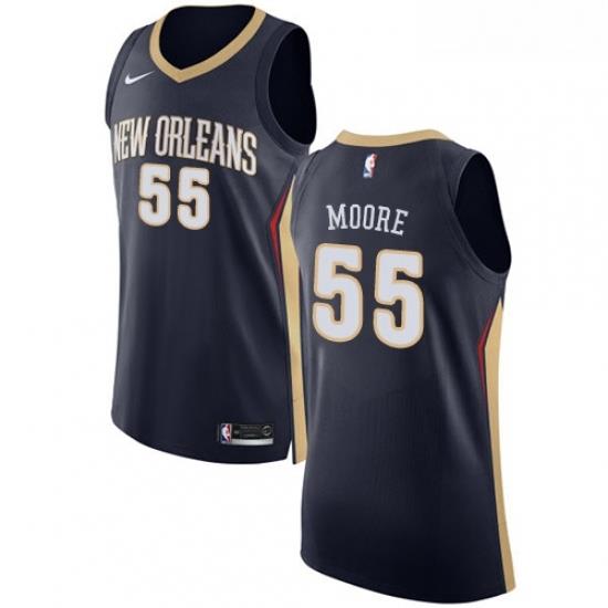 Womens Nike New Orleans Pelicans 55 ETwaun Moore Authentic Navy Blue Road NBA Jersey Icon Edition