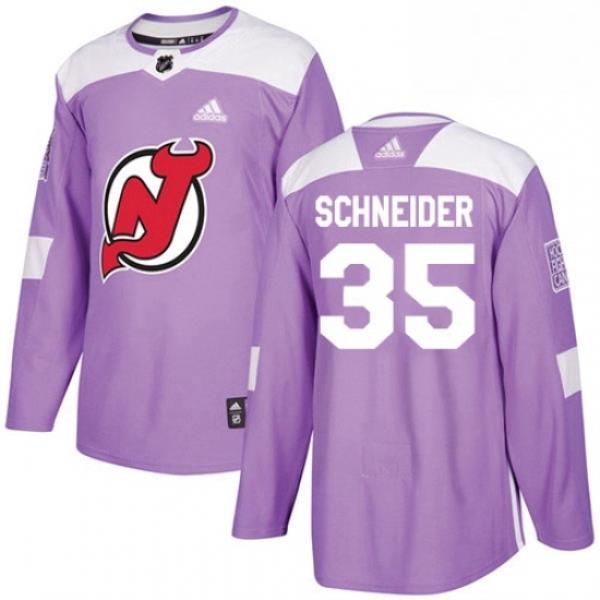 Mens Adidas New Jersey Devils 35 Cory Schneider Authentic Purple Fights Cancer Practice NHL Jersey