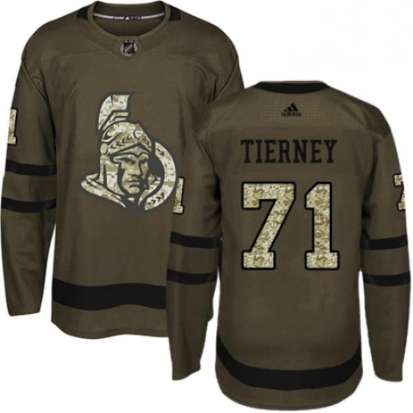 Mens Adidas Ottawa Senators 71 Chris Tierney Authentic Green Salute to Service NHL Jersey