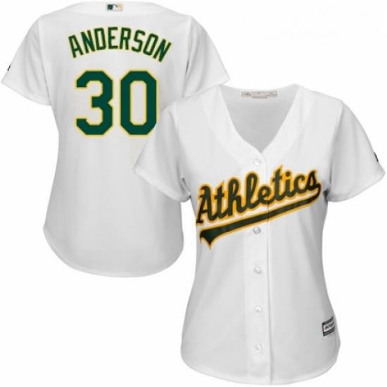 Womens Majestic Oakland Athletics 30 Brett Anderson Authentic White Home Cool Base MLB Jersey