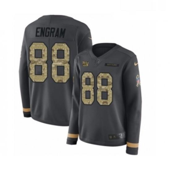 Womens Nike New York Giants 88 Evan Engram Limited Black Salute to Service Therma Long Sleeve NFL Jersey