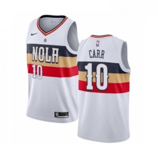 Womens Nike New Orleans Pelicans 10 Tony Carr White Swingman Jersey Earned Edition