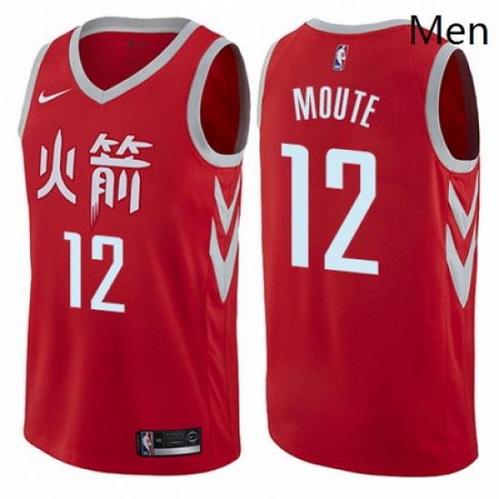 Mens Nike Houston Rockets 12 Luc Mbah a Moute Authentic Red NBA Jersey City Edition