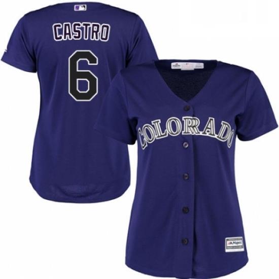 Womens Majestic Colorado Rockies 6 Daniel Castro Replica Purple Alternate 1 Cool Base MLB Jersey