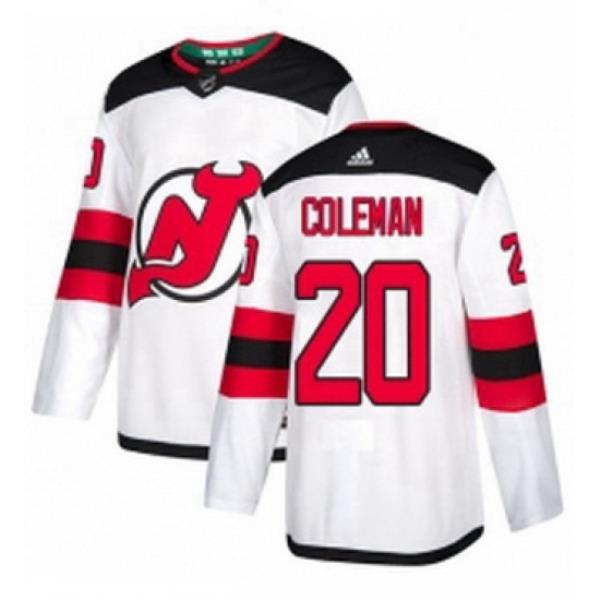 Mens Adidas New Jersey Devils 20 Blake Coleman Authentic White Away NHL Jersey