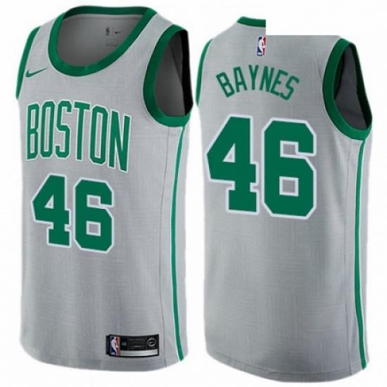 Mens Nike Boston Celtics 46 Aron Baynes Swingman Gray NBA Jersey City Edition