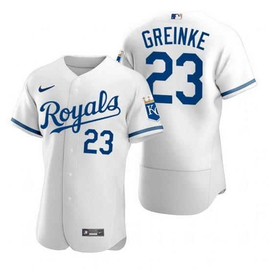 Men Kansas City Royals 23 Zack Greinke White Flex Base Stitched jersey