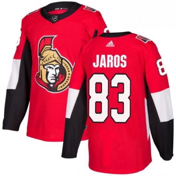 Mens Adidas Ottawa Senators 83 Christian Jaros Authentic Red Home NHL Jersey