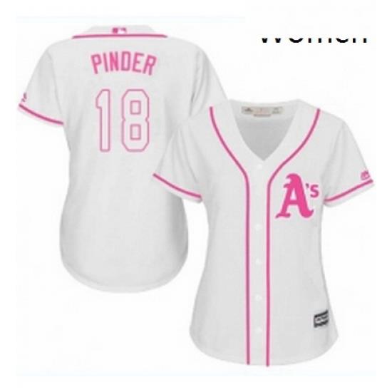 Womens Majestic Oakland Athletics 18 Chad Pinder Replica White Fashion Cool Base MLB Jersey