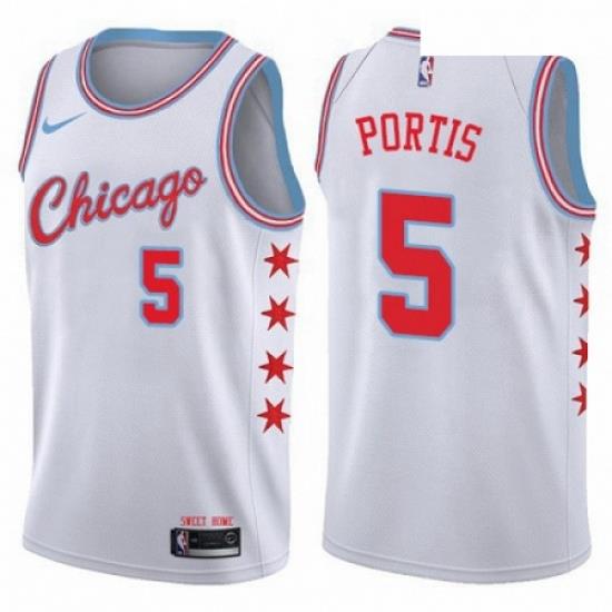 Mens Nike Chicago Bulls 5 Bobby Portis Authentic White NBA Jersey City Edition