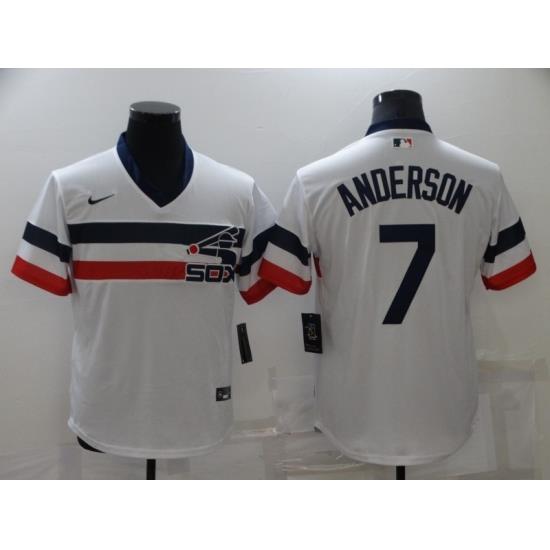 Men's Nike Chicago White Sox #7 Tim Anderson White ThroWback Jersey