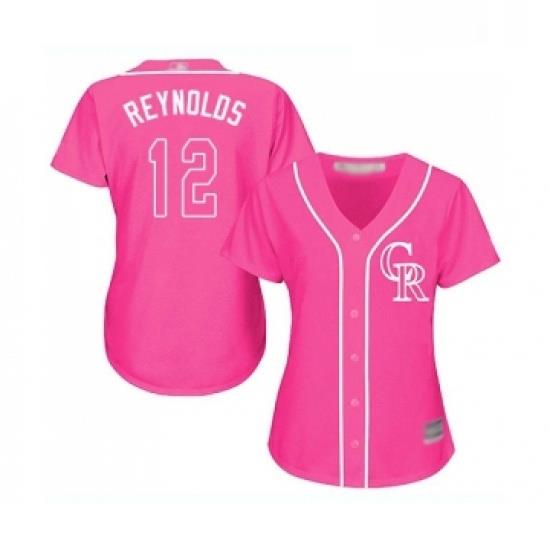 Womens Colorado Rockies 12 Mark Reynolds Replica Pink Fashion Cool Base Baseball Jersey