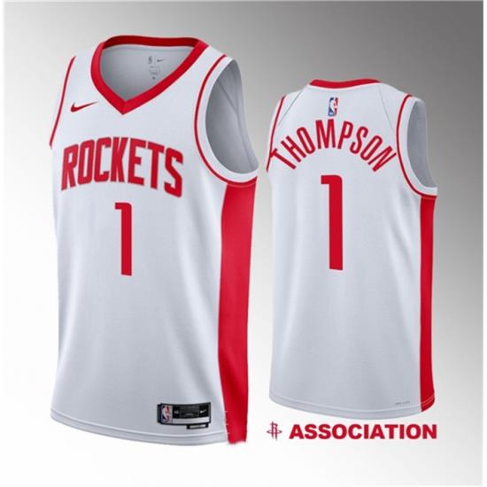 Men Houston Rockets 1 Amen Thompson White 2023 Draft Association Edition Stitched Basketball Jersey