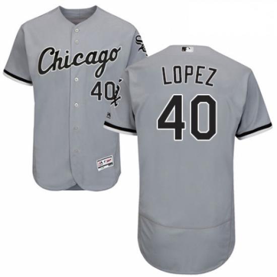 Mens Majestic Chicago White Sox 40 Reynaldo Lopez Grey Road Flex Base Authentic Collection MLB Jersey