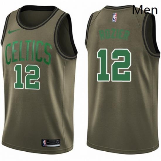 Mens Nike Boston Celtics 12 Terry Rozier Swingman Green Salute to Service NBA Jersey