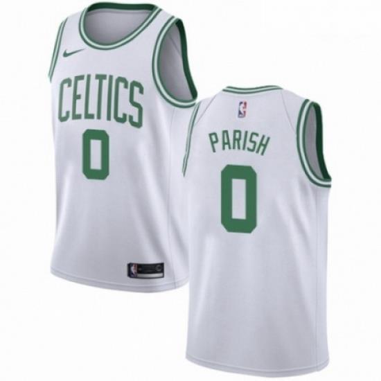 Mens Nike Boston Celtics 0 Robert Parish Authentic White NBA Jersey Association Edition