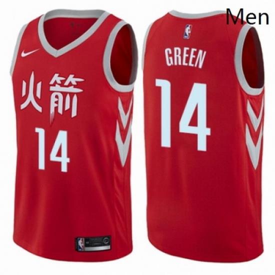 Mens Nike Houston Rockets 14 Gerald Green Swingman Red NBA Jersey City Edition