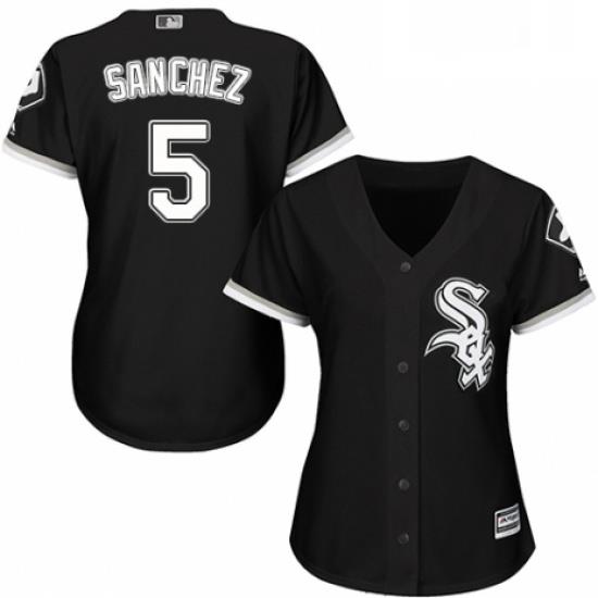 Womens Majestic Chicago White Sox 5 Yolmer Sanchez Authentic Black Alternate Home Cool Base MLB Jersey