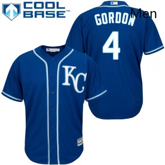 Mens Majestic Kansas City Royals 4 Alex Gordon Replica Blue Alternate 2 Cool Base MLB Jersey