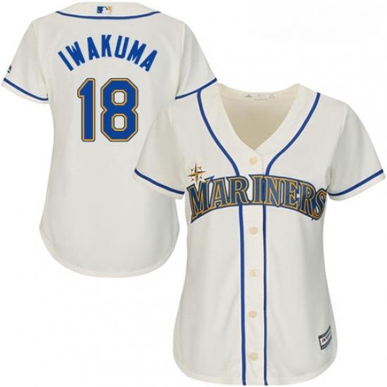 Womens Majestic Seattle Mariners 18 Hisashi Iwakuma Authentic Cream Alternate Cool Base MLB Jersey