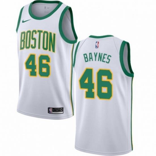 Mens Nike Boston Celtics 46 Aron Baynes Swingman White NBA Jersey City Edition