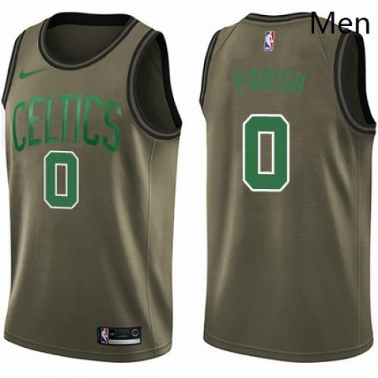 Mens Nike Boston Celtics 0 Robert Parish Swingman Green Salute to Service NBA Jersey