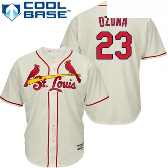 Youth Majestic St Louis Cardinals 23 Marcell Ozuna Authentic Cream Alternate Cool Base MLB Jersey