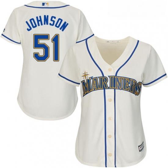 Womens Majestic Seattle Mariners 51 Randy Johnson Authentic Cream Alternate Cool Base MLB Jersey