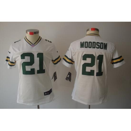 Nike Women Green Bay Packers #21 woodson White Color[NIKE LIMITED Jersey]