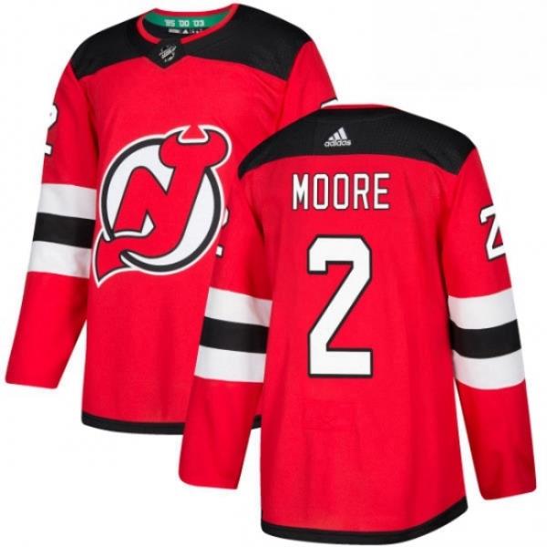 Mens Adidas New Jersey Devils 2 John Moore Authentic Red Home NHL Jersey