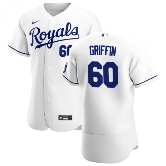 Men Kansas City Royals 60 Foster Griffin Men Nike White Home 2020 Flex Base Player MLB Jersey