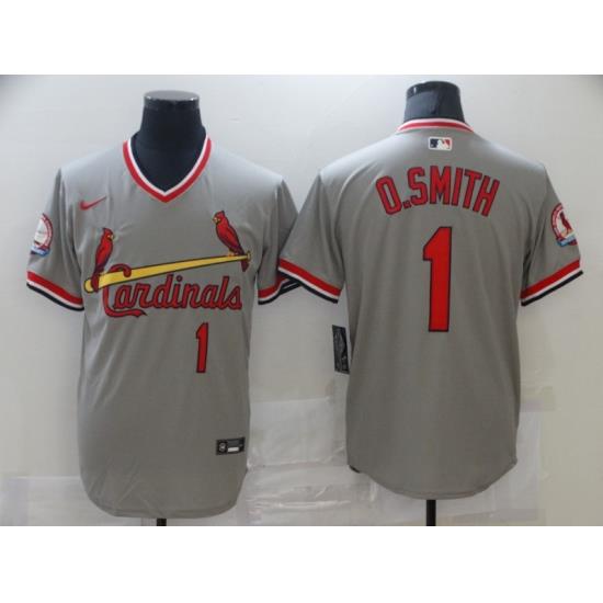 Men Nike St. Louis Cardinals Ozzie Smith Gray Pullover Cool Base Jersey