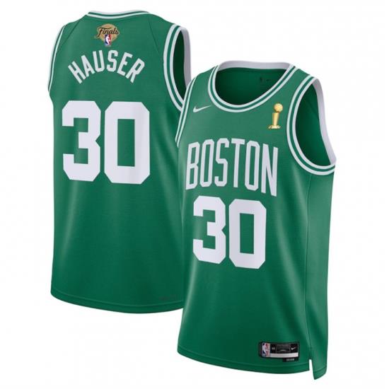 Men Boston Celtics 30 Sam Hauser Kelly Green 2024 Finals Champions Icon Edition Stitched Basketball Jersey