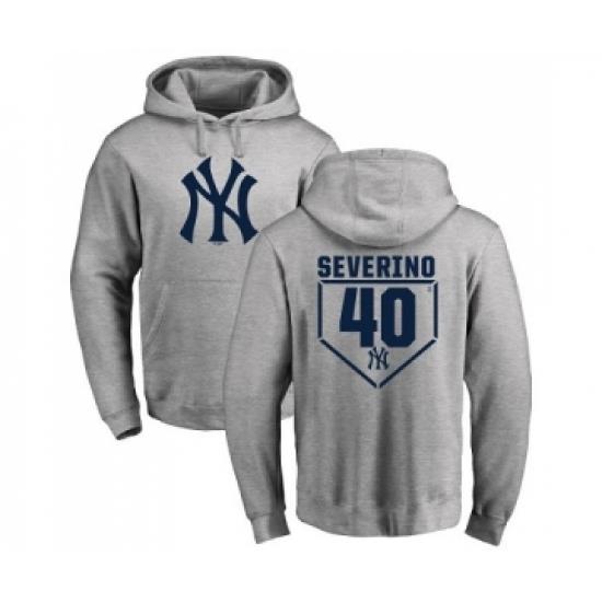 Men MLB Nike New York Yankees 40 Luis Severino Gray RBI Pullover Hoodie