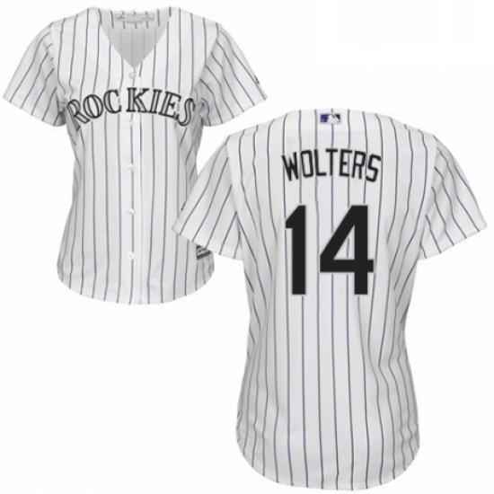 Womens Majestic Colorado Rockies 14 Tony Wolters Authentic White Home Cool Base MLB Jersey