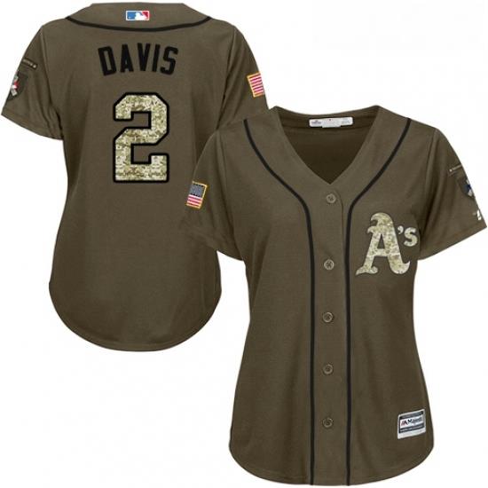 Womens Majestic Oakland Athletics 2 Khris Davis Authentic Green Salute to Service MLB Jersey