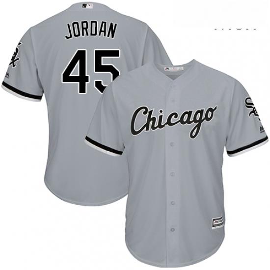 Mens Majestic Chicago White Sox 45 Michael Jordan Replica Grey Road Cool Base MLB Jersey