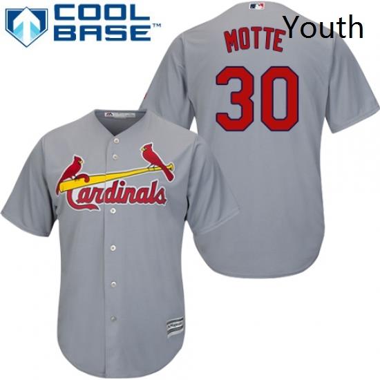 Youth Majestic St Louis Cardinals 30 Jason Motte Authentic Grey Road Cool Base MLB Jersey