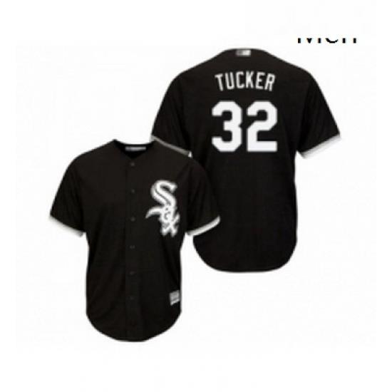 Mens Chicago White Sox 32 Preston Tucker Replica Black Alternate Home Cool Base Baseball Jersey