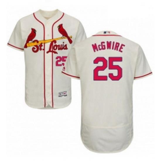 Mens Majestic St Louis Cardinals 25 Mark McGwire Cream Alternate Flex Base Authentic Collection MLB Jersey